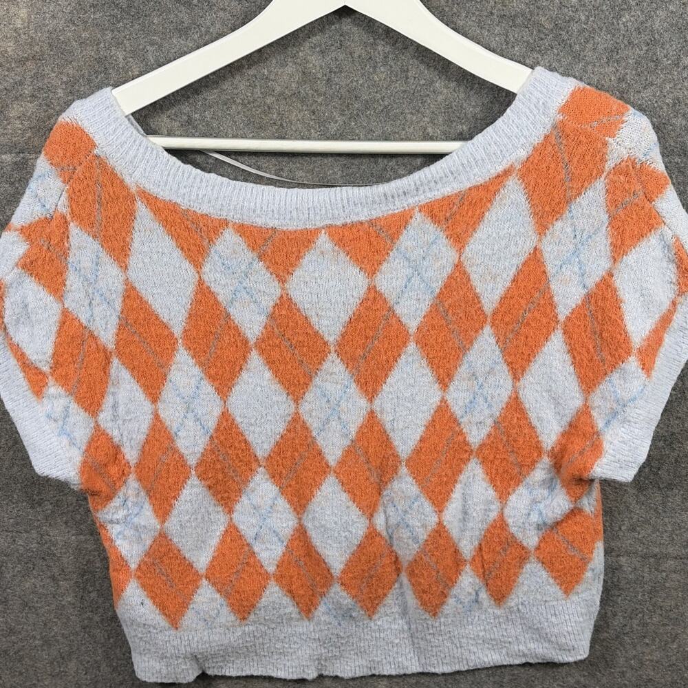 Free People Women's Through The Motions Sweater Vest Size XS Orange / Blue - Picture 6 of 7